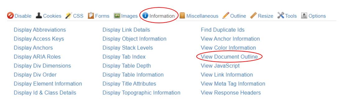 view document outline